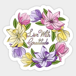 Live With Gratitude - Magnolia Flowers Sticker